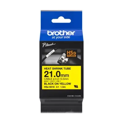 Brother HSE-651E Heat Shrink Tubes black on yellow 21mm x 1.5m for Bro - Thumbnail 2