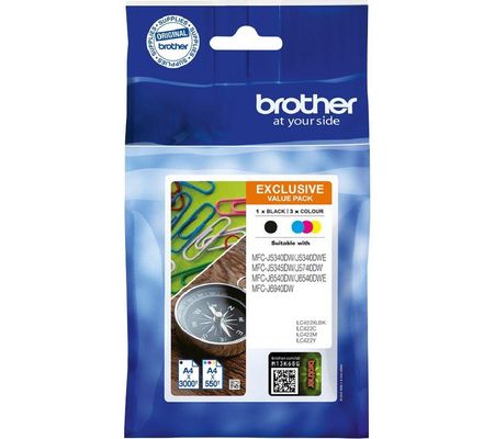 BROTHER LC422XLDSVAL Cyan, Magenta, Yellow & Black Ink Cartridges - Multipack, Black,Cyan,Yellow,Magenta