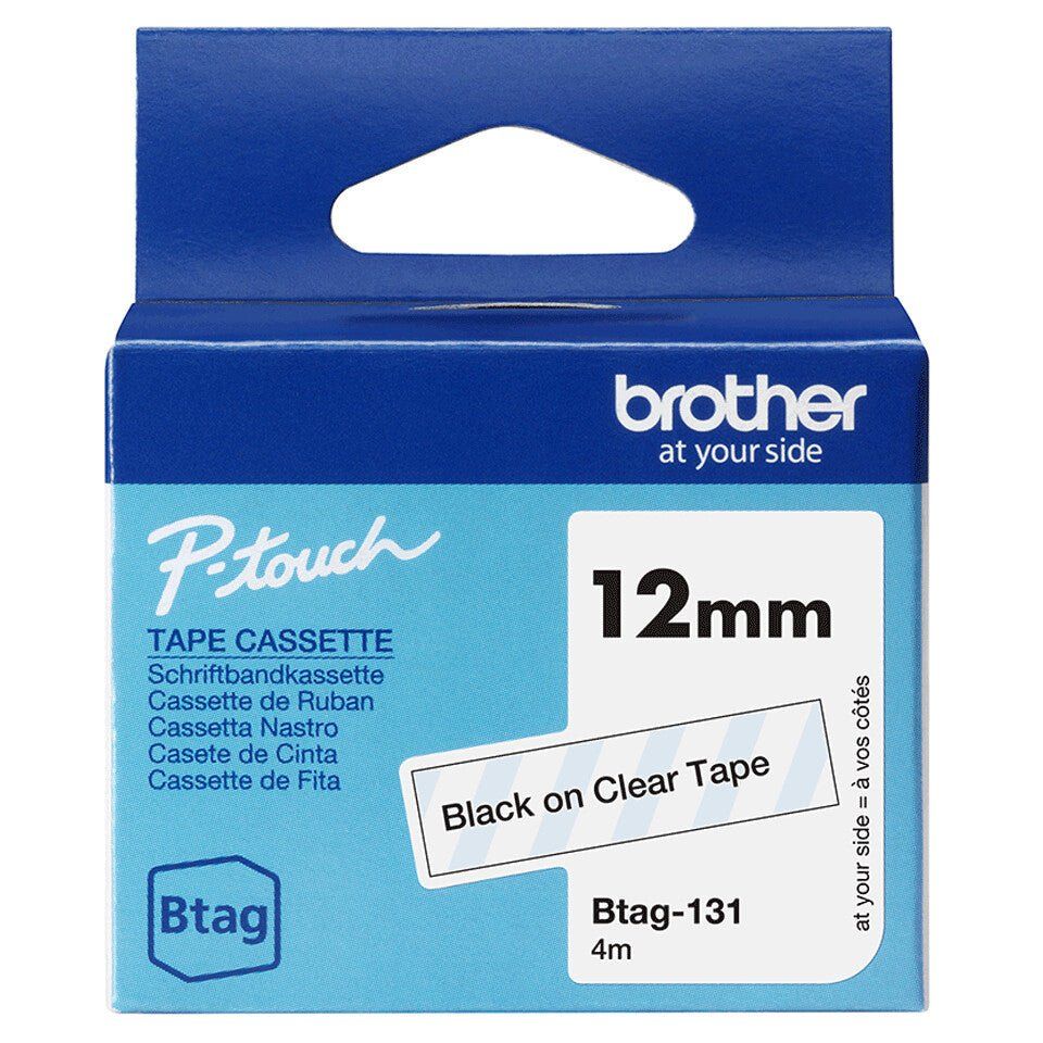 12MM BLACK ON CLEAR LABELLING TAPE - Image 1