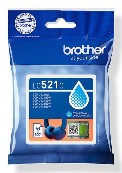 Brother LC521C Genuine Ink Cartridge - Cyan - Thumbnail 2