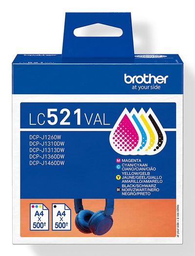 Brother LC-521VAL Ink cartridge multi pack Bk.C.M.Y. 4x500 pages ISO/I