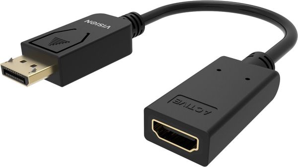 Vision TC-DPHDMI/BL video cable adapter HDMI Type A (Standard) DisplayPort Black - Thumbnail 2