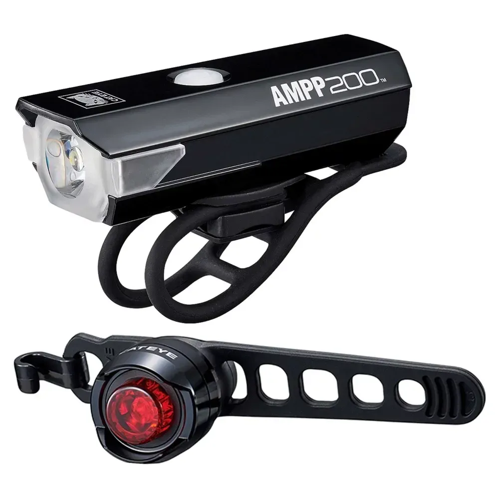 Cateye AMPP 200/Orb Rechargeable Light Set Black - Image 1