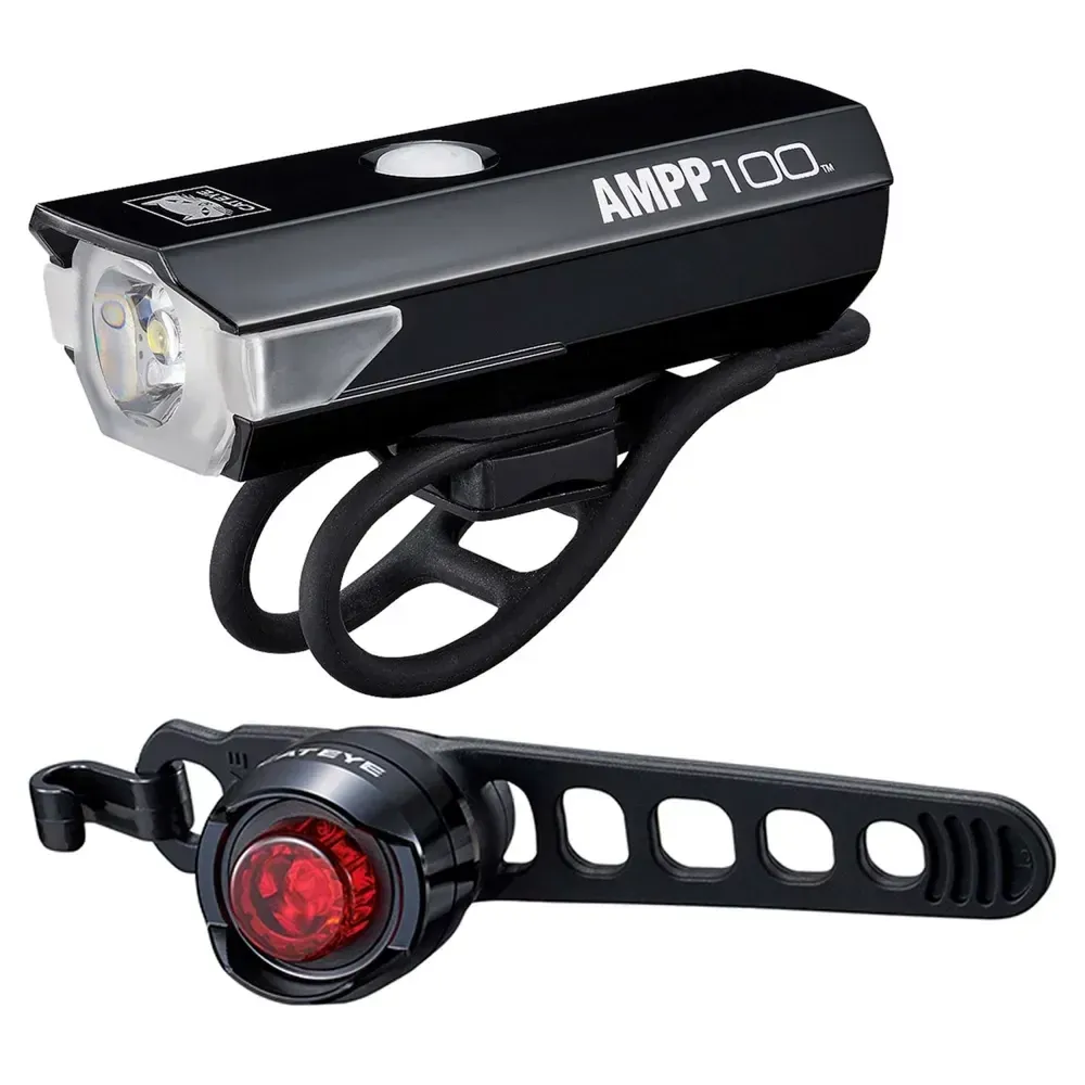 Cateye AMPP 100/Orb Rechargeable Light Set Black - Image 1