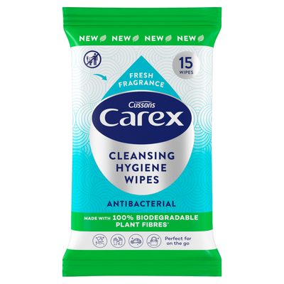 Carex Antibacterial Cleansing Hygiene Wipes - White