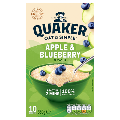 Quaker Oat So Simple Apple & Blueberry Porridge Sachets 10x36g