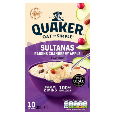 Quaker Oat So Simple Sultanas & Raisins Porridge Sachets 10x38.5g
