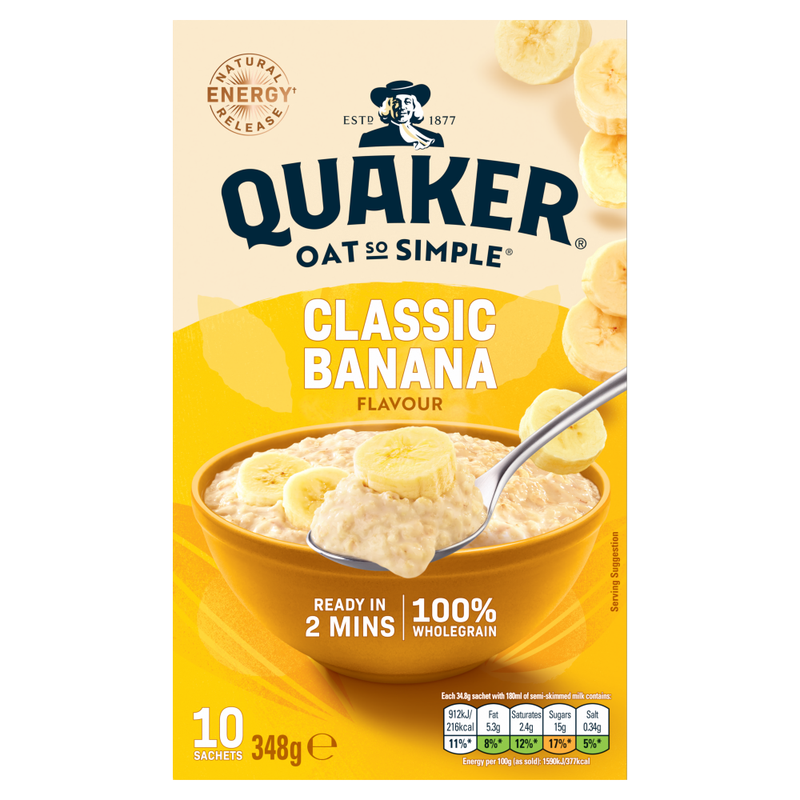 Quaker Oat So Simple Classic Banana Porridge Sachets 10x34.8g - Image 1