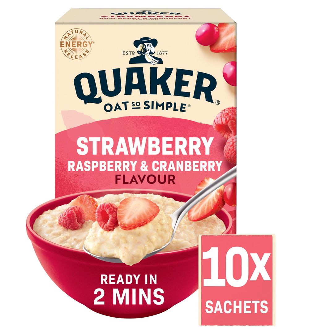 Quaker Oat So Simple Strawberry, Raspberry & Cranberry Porridge Sachets 10x33.9g - Image 1
