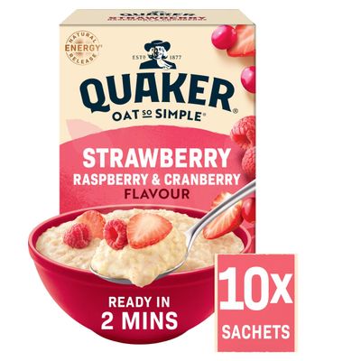 Quaker Oat So Simple Strawberry, Raspberry & Cranberry Porridge Sachets 10x33.9g