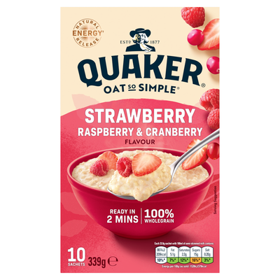 Quaker Oat So Simple Strawberry, Raspberry & Cranberry Porridge Sachets 10x33.9g - Thumbnail 2