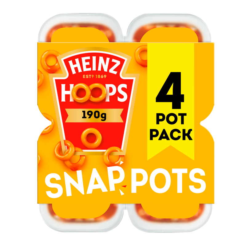 Heinz Spaghetti Hoops in Tomato Sauce Snap Pots 4 x 190g (760g) - Image 1