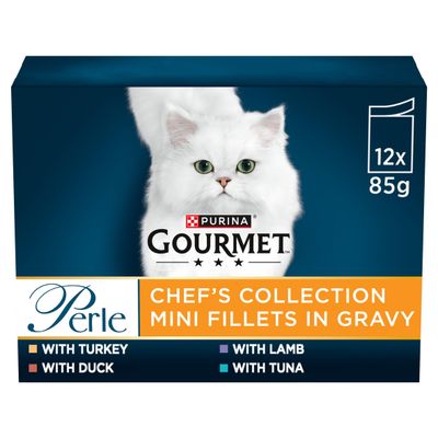 GOURMET Perle Chef's Collection Mini Fillets in Gravy Wet Cat Food 12x85g