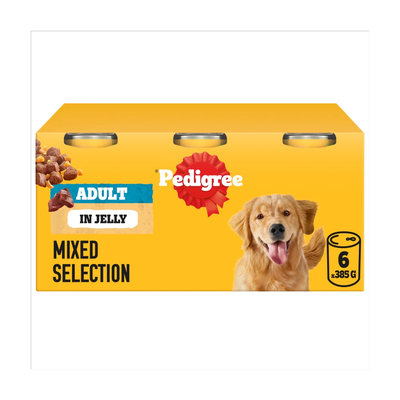 PEDIGREE® Adult Wet Dog Food Mixed Selection Chunks in Jelly 6 x 385g Can