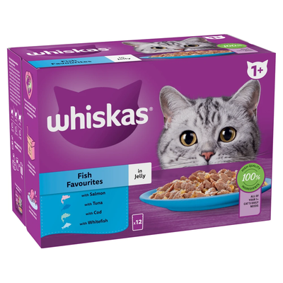 Whiskas 1+ Pouches in Jelly - Fish Favourites / 12