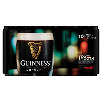 Guinness Draught Stout Beer 10 x 440ml Can (food pack)