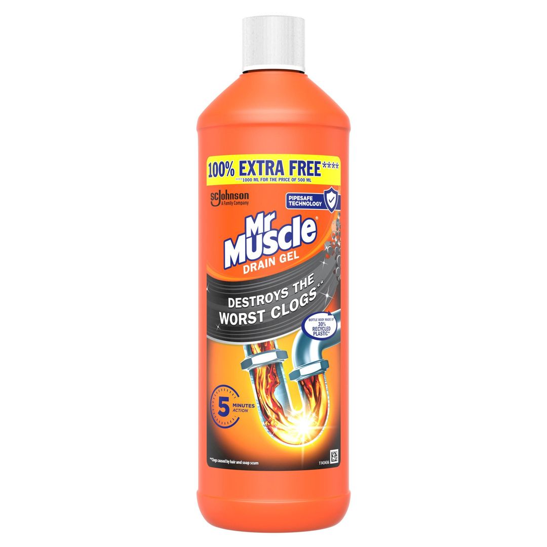 Mr Muscle Drain Gel 1L + 100% EXTRA Free - Image 1