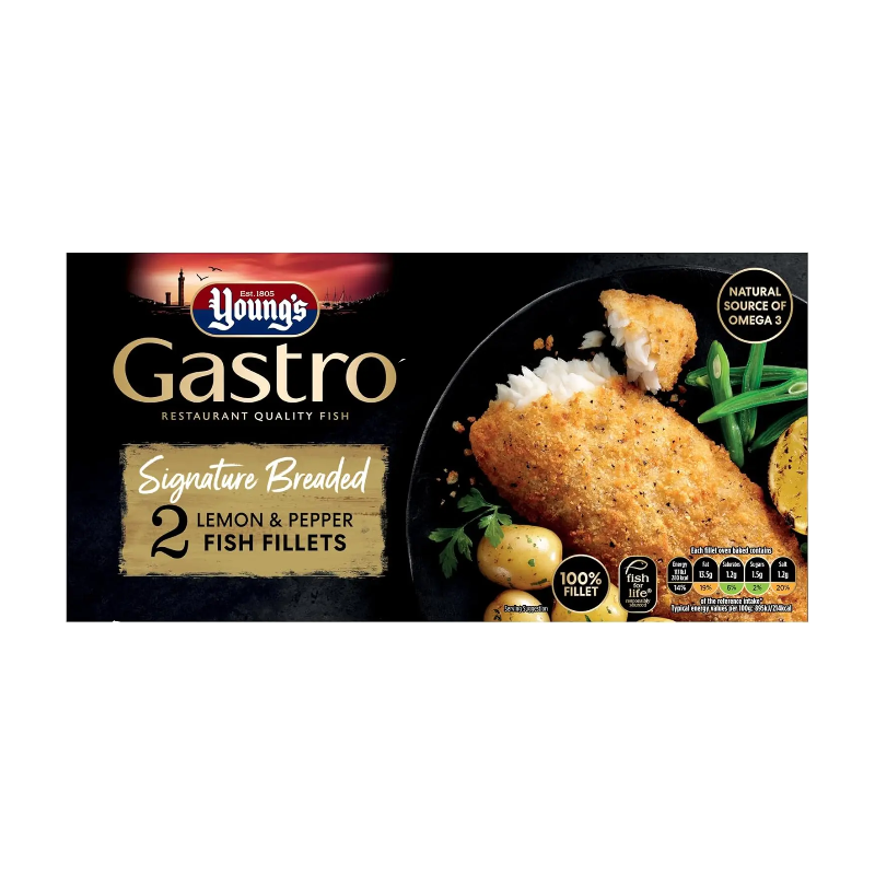 Young's Gastro Signature Breaded 2 Lemon & Pepper Fish Fillets 270g - Image 1