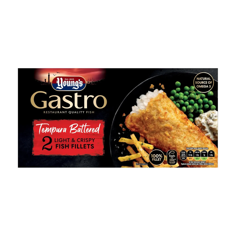 Young's Gastro Tempura Battered 2 Light & Crispy Fish Fillets 270g - Image 1