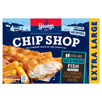 Young's Chip Shop 2 Extra Large Salt & Vinegar Batter Fish 100% Fillets 300g - Thumbnail 2