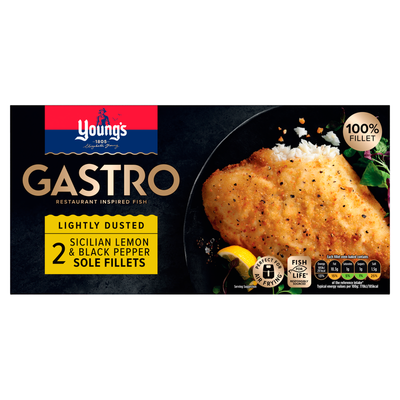 Young's Gastro Lightly Dusted 2 Sicilian Lemon & Black Pepper Sole Fillets 280g