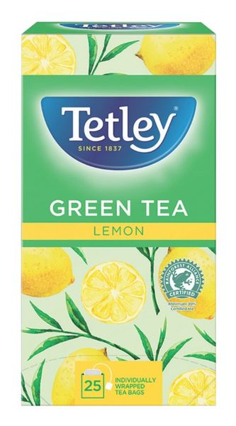 Tetley Green Tea With Lemon Tea Bags Individually Wrapped and Envelope