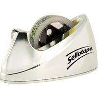 Sellotape Large Chrome Tape Dispenser Non Slip Base 25mm x 66m - 575450 - Image 1