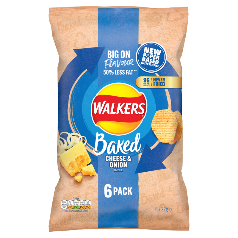 Walkers Baked Cheese & Onion Multipack Snacks Crisps 6 x 22g - Image 1