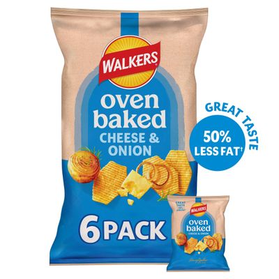 Walkers Baked Cheese & Onion Multipack Snacks Crisps 6 x 22g - Thumbnail 2