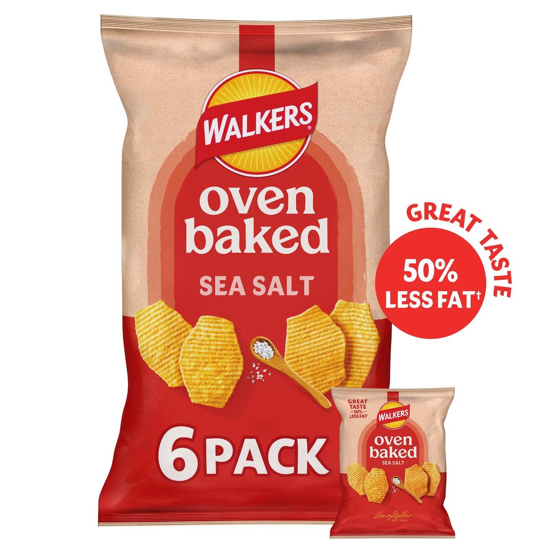 Walkers Baked Sea Salt Multipack Snacks Crisps 6 x 22g - Image 1