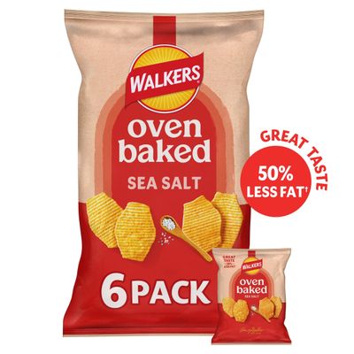 Walkers Baked Sea Salt Multipack Snacks Crisps 6 x 22g