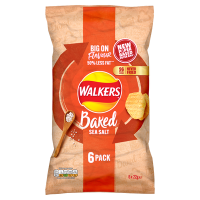 Walkers Baked Sea Salt Multipack Snacks Crisps 6 x 22g - Thumbnail 2