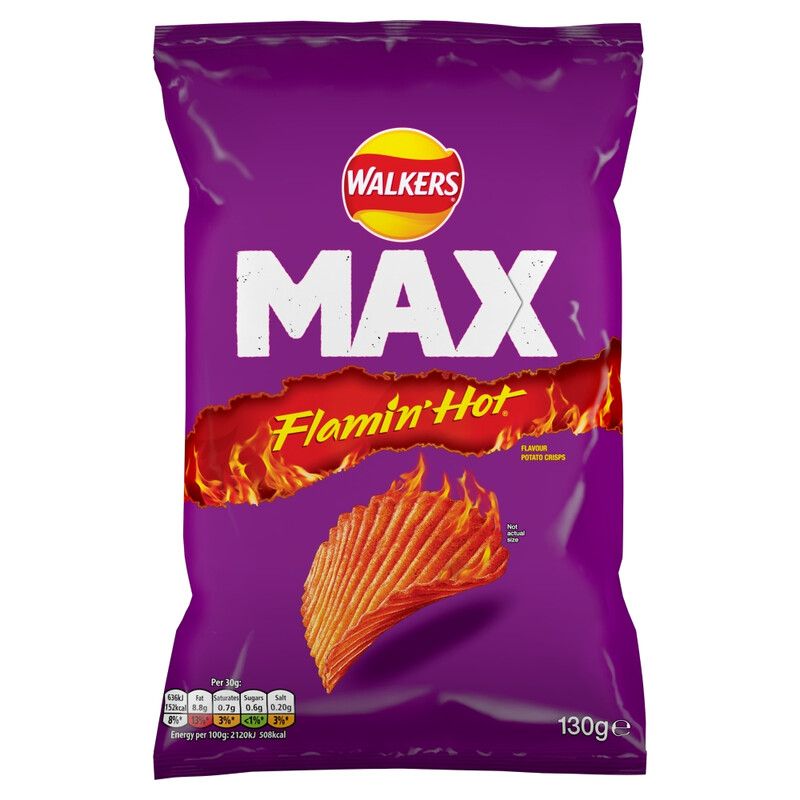 Walkers Max Flamin' Hot Sharing Bag Crisps 130g - Image 1