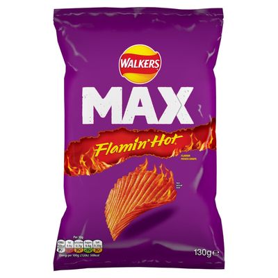 Walkers Max Flamin' Hot Sharing Bag Crisps 130g