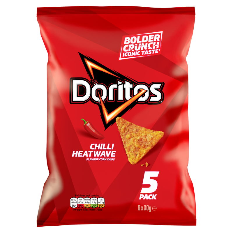 Doritos Chilli Heatwave Tortilla Chips Multipack Crisps 5x30g - Image 1