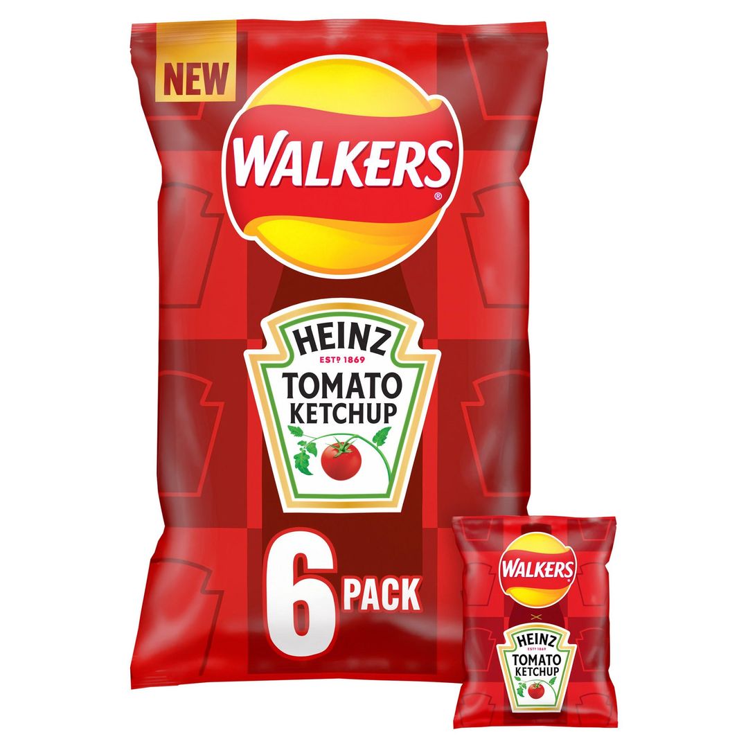 Walkers Heinz Tomato Ketchup Multipack Crisps 6x25g - Image 1