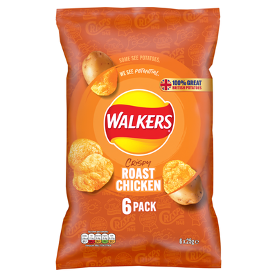 Walkers Roast Chicken Multipack Crisps 6x25g