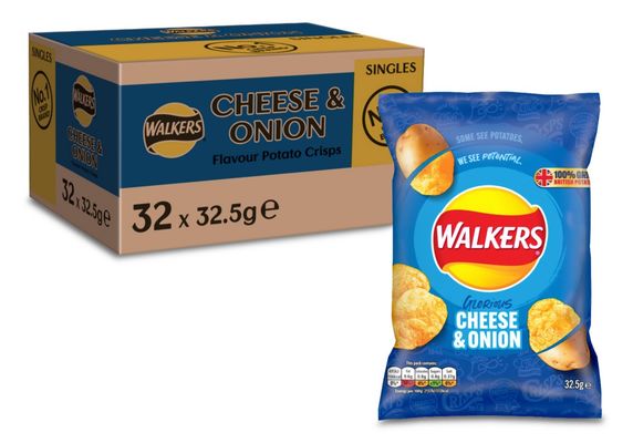 Walkers Cheese and Onion Crisps 32.5g (32 pack) 121796