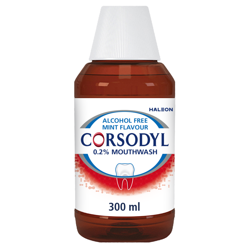 Corsodyl Alcohol Free Antiseptic Mint Mouthwash 300ml - Image 1