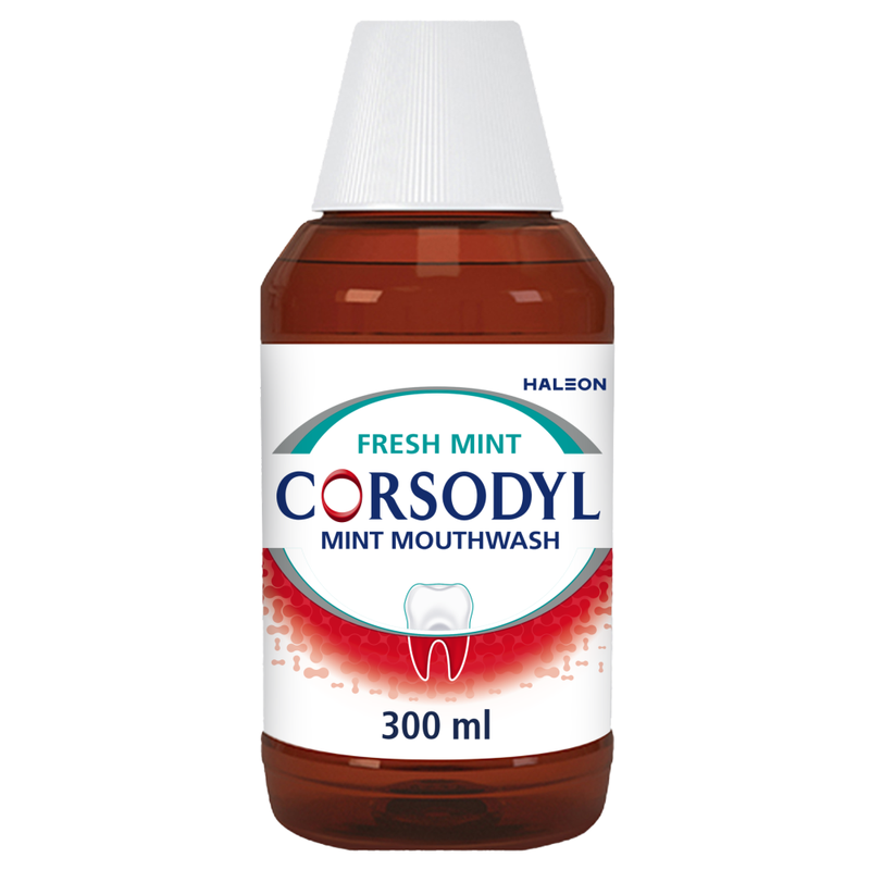 Corsodyl Medicated Antibacterial Mouthwash Fresh Mint, 300ml - Image 1