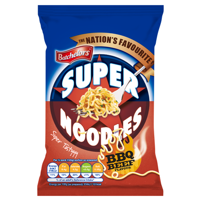 Batchelors Super Noodles BBQ Beef Flavour Instant Noodle Block 90g - Thumbnail 2