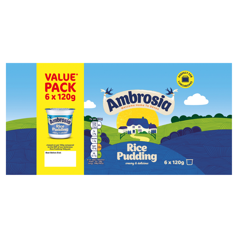 Ambrosia Ready To Eat Rice Pudding Pots 6 x 120g - Image 1
