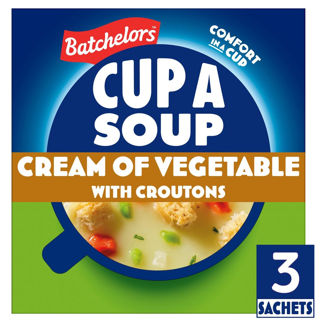 Batchelors Cup a Soup Cream of Vegetable with Croutons Instant Soup Sachets x3 90g - Image 1