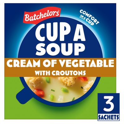 Batchelors Cup a Soup Cream of Vegetable with Croutons Instant Soup Sachets x3 90g