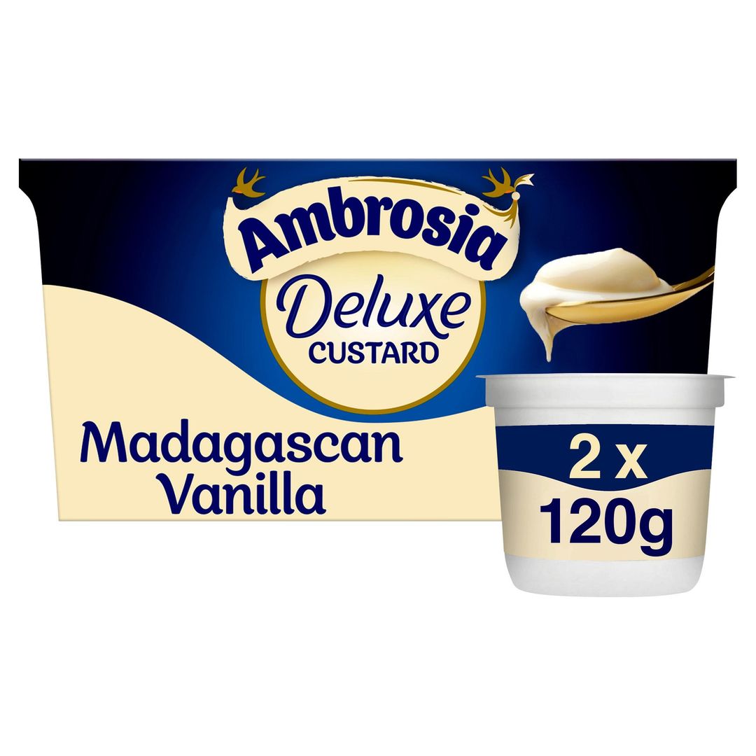 Ambrosia Deluxe Madagascan Vanilla Custard Dessert Snack Pots 2 x 120g - Image 1