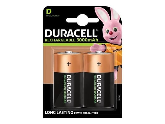 Duracell D Cell 3000Mah Rechargeable Batteries (Pack 2) S3092