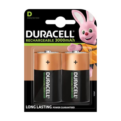 Duracell D Cell 3000Mah Rechargeable Batteries (Pack 2) S3092 - Thumbnail 2
