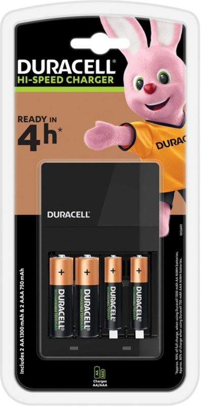Duracell High Speed Battery Charger with 2 x AA and 2 x AAA Batteries - DURCEF14-45MIN - Image 1