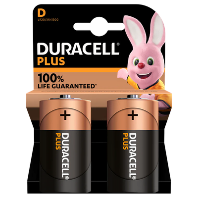 DURACELL Plus D Alkaline Batteries - Pack of 2 - Thumbnail 3