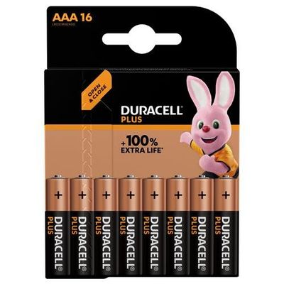 Duracell Aaa Cell +100% Plus Power Batteries (Pack 16) S19037